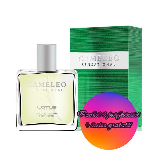 Set 4 Apa de parfum Cameleo Sensational, Revers, Barbati, 100ml + Tester 100 ml GRATUIT