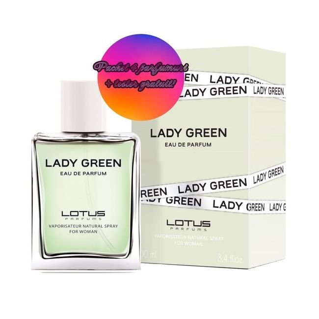 Set 4 Apa de parfum Lady Green, Revers, pentru femei, 100 ml + Tester 100 ml GRATUIT