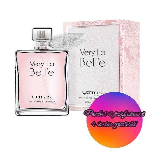 Set 4 Apa de parfum Very La Bell'e Lotus Revers, Femei, 100 ml + Tester 100 ml GRATUIT