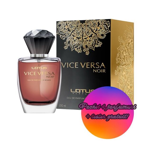 Set 4 Apa de parfum Vice Versa Noir Revers, Femei, 100 ml + Tester 100 ml GRATUIT