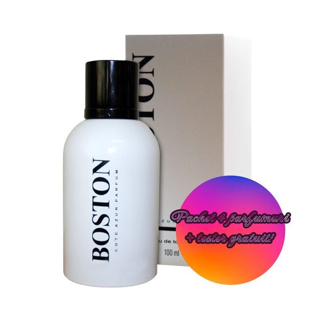 Set 4 Apa de toaleta Boston White, barbati, Cote D´Azur, 100 ml + Tester GRATUIT