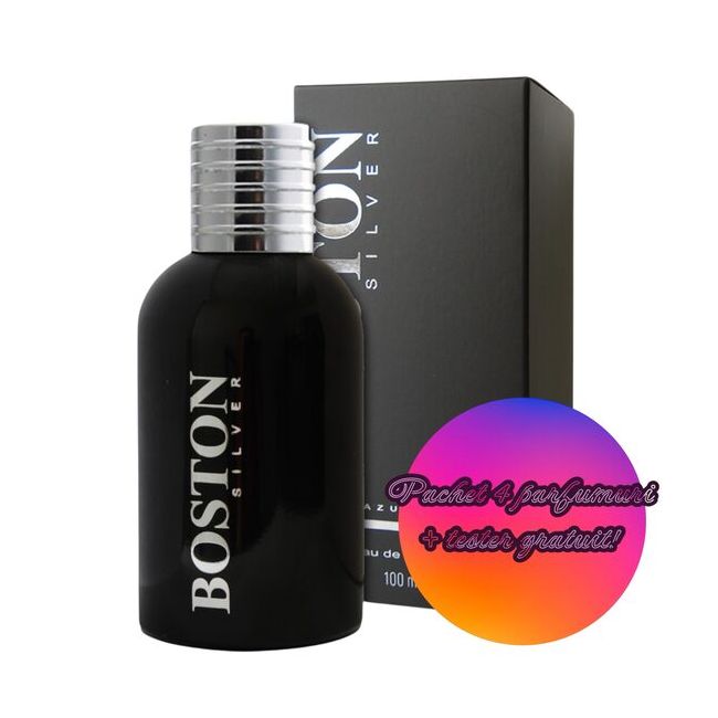 Set 4 Apa de toaleta Cote d'Azur, Boston Silver, Barbati, 100ml + Tester GRATUIT