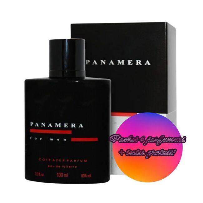 Set 4 Apa de toaleta Panamera Black , barbati, Cote D´Azur, 100 ml + Tester GRATUIT