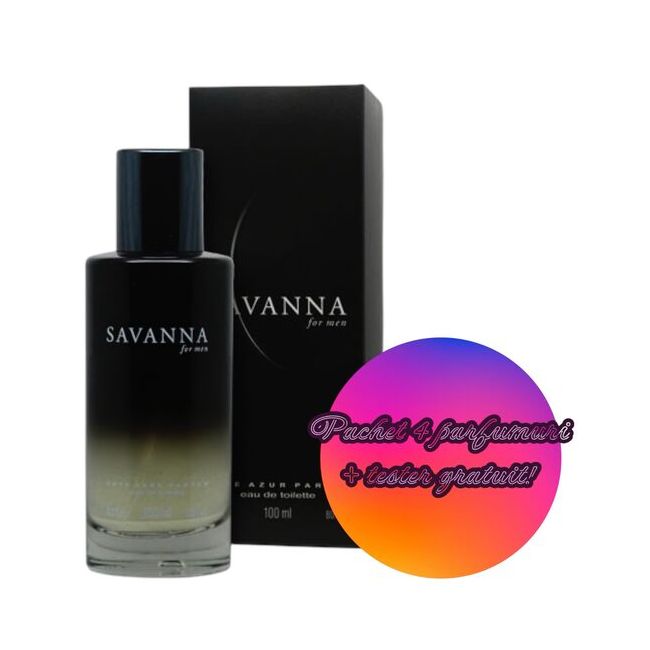 Set 4 Apa de toaleta Savanna, barbati, Cote D´Azur, 100 ml + Tester GRATUIT