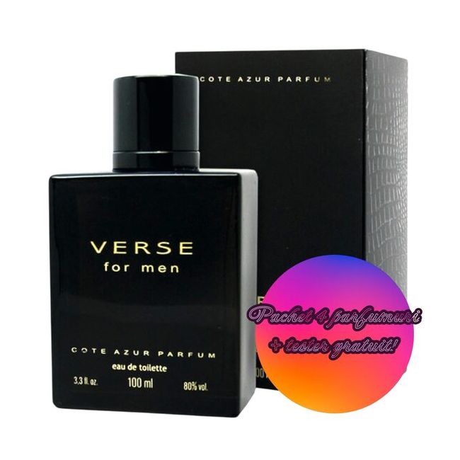 Set 4 Apa de toaleta Verse, barbati, Cote D´Azur, 100 ml + Tester GRATUIT