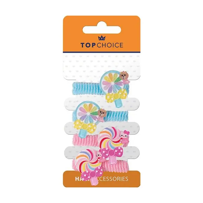 Set 4 Elastice de par decorate cu inghetata, Top Choice 26560