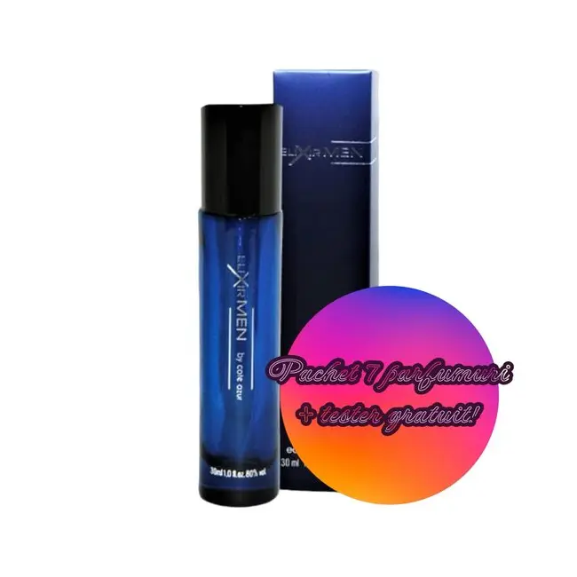 Set 7 Apa de toaleta Cote d'Azur, Elixir, Blue, Barbati, 30ml Nr. 155 + 1 Tester GRATUIT