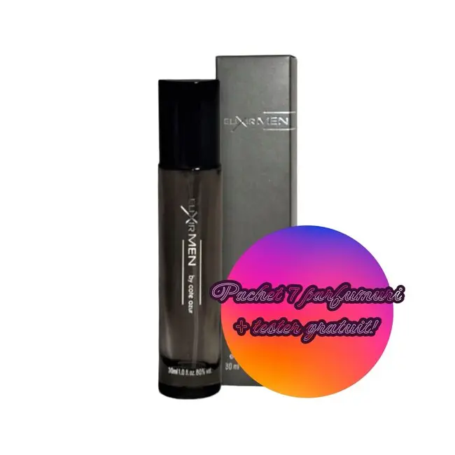 Set 7 Apa de toaleta Cote d'Azur, Elixir, Grey, Barbati, Nr. 171, 30ml  + Tester GRATUIT