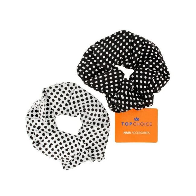 Set doua elastice de par Top Choice 23859, Black & White Dots