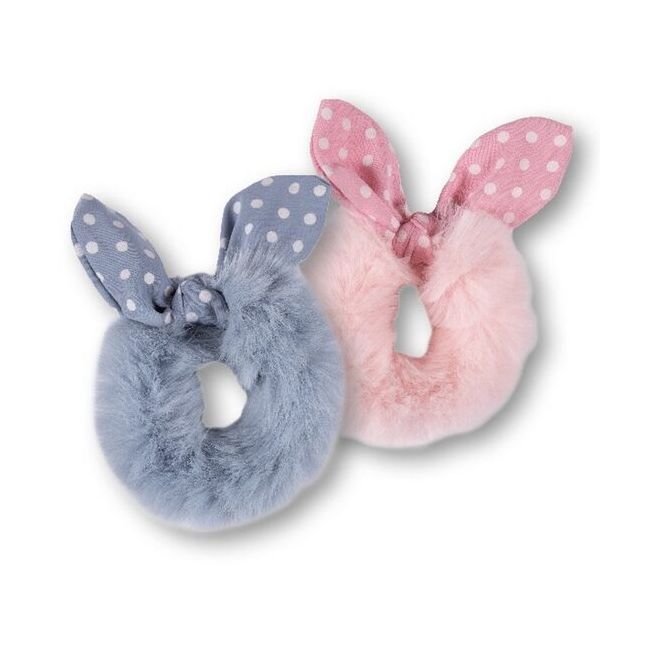 Set doua elastice de par Top Choice 25983, Puffy dots (1 roz + 1 gri)