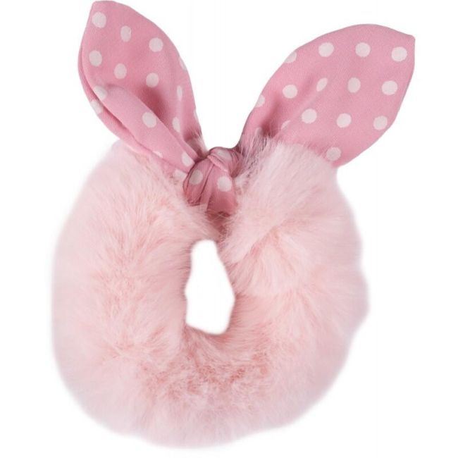 Set doua elastice de par Top Choice 25983, Puffy dots (1 roz + 1 gri)