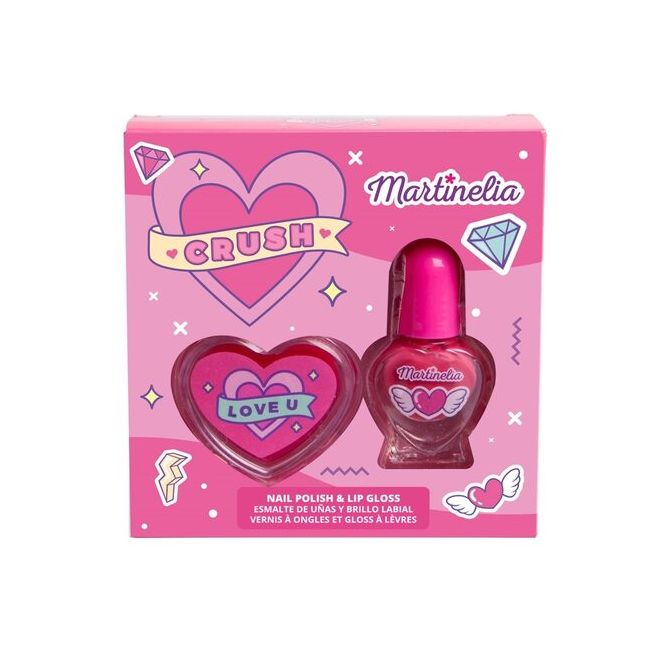Set gloss de buze si lac de unghii Crush Nail Duo, Martinelia, 82500 - Roz