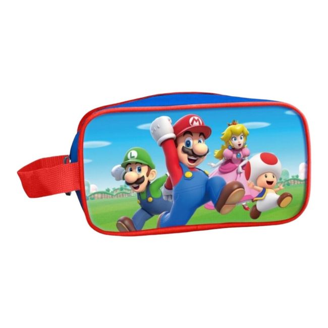 Set produse ingrijire copii, gel de dus si sampon, balsam de buze si borseta depozitare Super Mario 1809, 110 ml