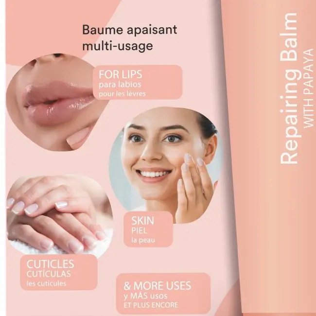 Balsam reparator pentru buze, ten si cuticule, cu extract de papaya, Action Balm, 68058, IDC Institute, 25g