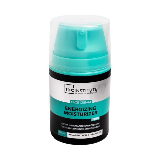 Cremă de față energizantă și hidratantă pentru bărbați cu acid hialuronic și unt de shea IDC Institute 42144, 50 ml