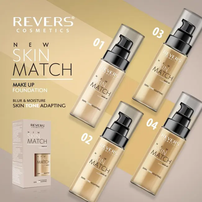 Fond de ten matifiant New Skin Match, cu adaptare la nuanta pielii, Revers, 03, 30ml