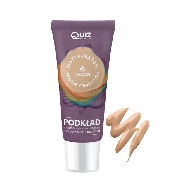 Fond de ten spuma Matte-Match Mousse Shell, Quiz Cosmetics nr 03, cu adaptare la nuanta tenului, 30ml