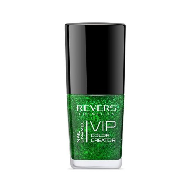 Lac de unghii Vip, 3D, Revers, sclipici verde, 12ml, Nr 253