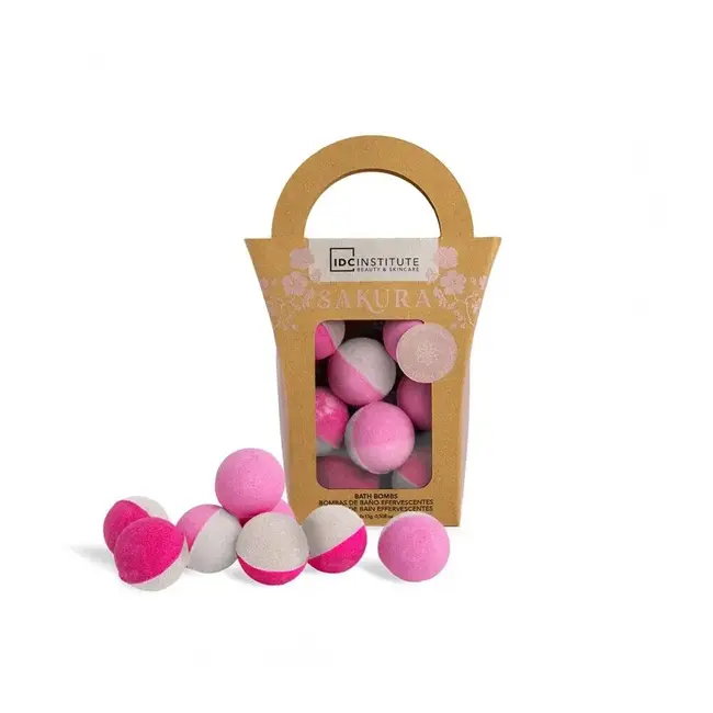 Pachet 12 Seturi 8 bile efervescente de baie Sakura/Orhideea/Violeta, IDC Institute 99021, 8 x 15g
