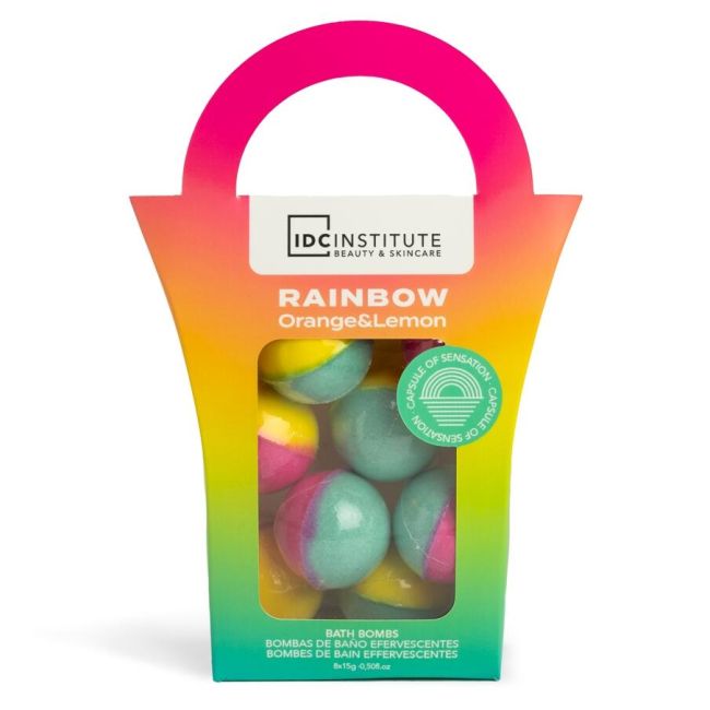 Pachet 12 seturi cu 8 bile efervescente de baie Sunrise/Sunset/Rainbow, IDC Institute 99025, 8 x 15g