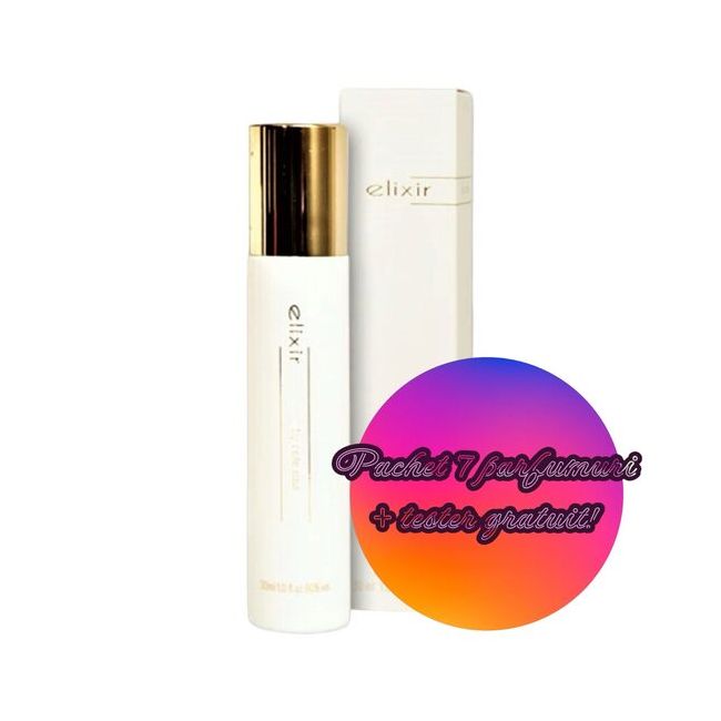 Pachet 7 x Apa de parfum Cote d'Azur, Elixir, White, Femei, 30ml + Tester