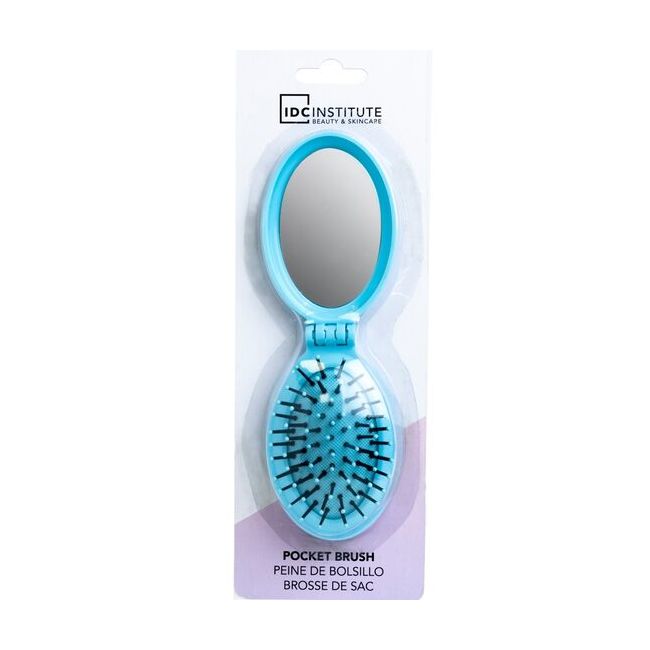 Perie pliabila cu oglinda pastel IDC Institute 18301RB, bleu