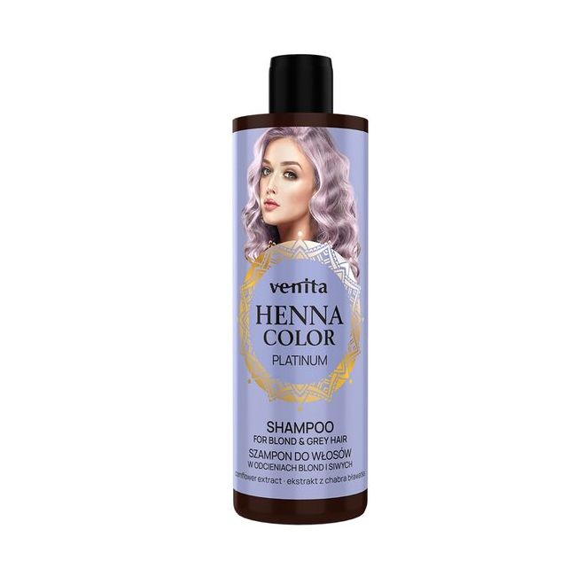 Sampon Henna Color Platinum, pentru par par blond sau incaruntit, Venita 300ml