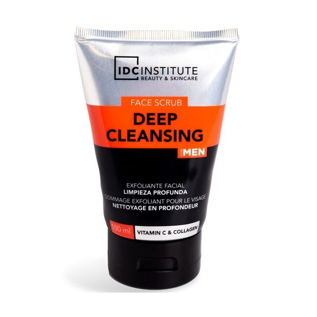 Scrub de față pentru barbati cu  Vitamina C și colagen, curățare profundă, IDC Institute 42145, 100 ml