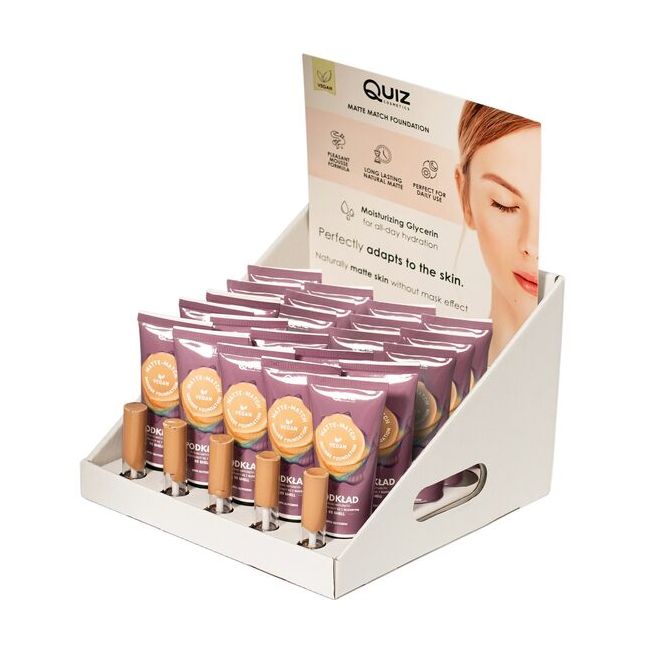 Set 24 bucati Fond de ten spuma Matte-Match Mousse + 3 testere Matte-Match Mousse, Quiz Cosmetics 30 ml (cu adaptare la nuanta tenului)