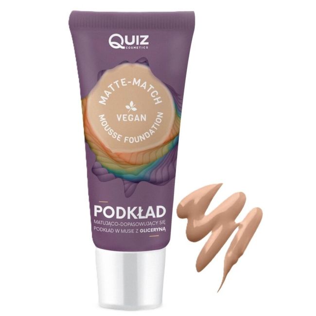 Set 24 bucati Fond de ten spuma Matte-Match Mousse + 3 testere Matte-Match Mousse, Quiz Cosmetics 30 ml (cu adaptare la nuanta tenului)