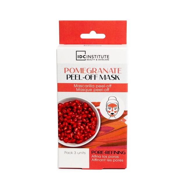 Set 3 Masti faciale cu extract de rodie peel-off IDC Institute 90104, 3x3 g