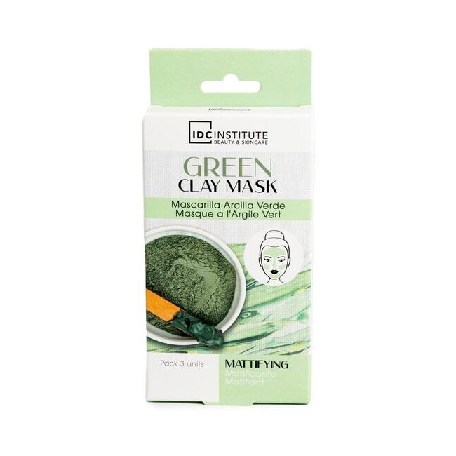 Set 3 Masti faciale matifiante cu argila verde IDC Institute 90105, 3x7 g
