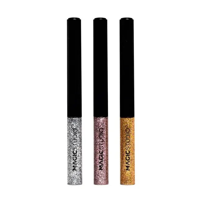 Set 3 bucati Eyeliner liquid Glitter Magic Studio 24192, argintiu, auriu, roz, 10.5 ml