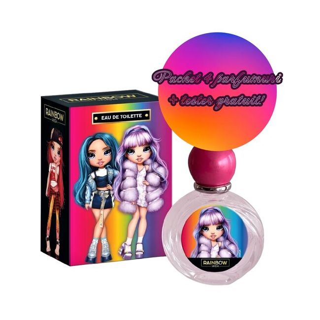 Set 4 x Apa de toaleta pentru fetite Rainbow High 1583, 50 ml + Tester Gratuit