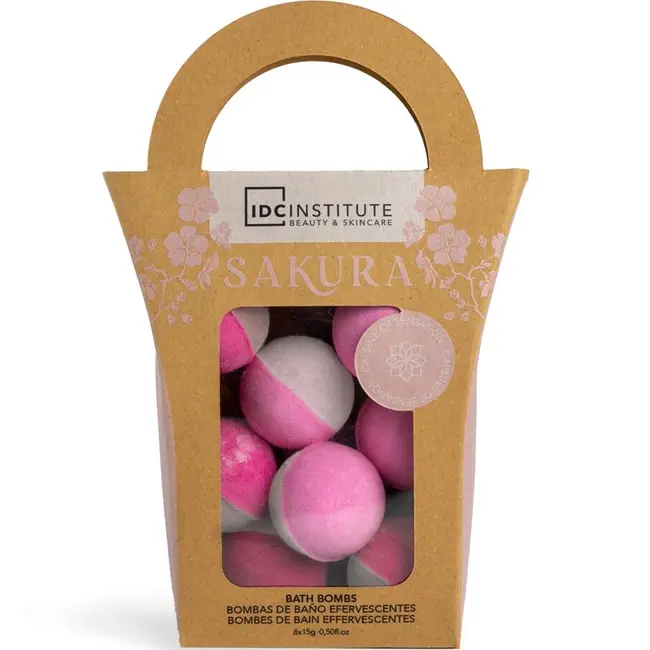 Set 8 bile efervescente de baie  Sakura, IDC Institute 99021, 8 x 15g
