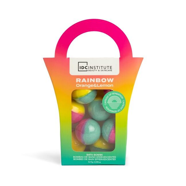 Set 8 bile efervescente de baie Rainbow, IDC Institute 99025, 8 x 15g
