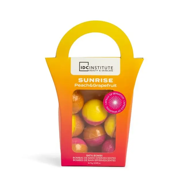 Set 8 bile efervescente de baie Sunrise, IDC Institute 99025, 8 x 15g