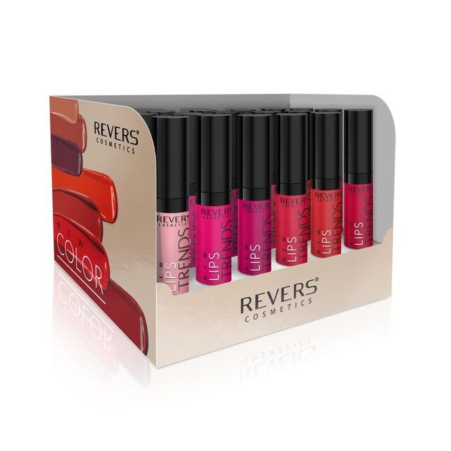 Set cu 24 bucati Ruj lichid New Lips Trends, Revers, Set I Vibrant