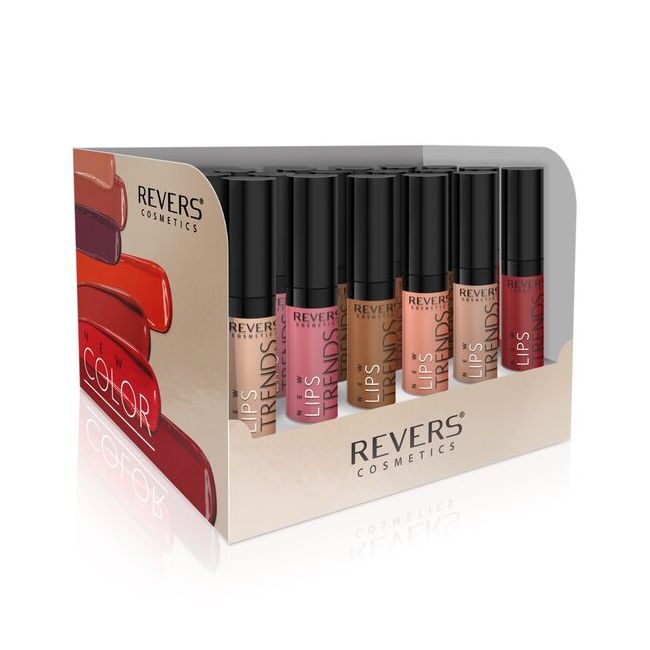 Set cu 24 bucati Ruj lichid New Lips Trends, Revers, Set II Nude