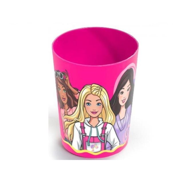 Set ingrijire orala pentru calatorie, Barbie, Periuta cu capac, pasta de dinti 75 ml, pahar si borseta, pentru fetite, 2042