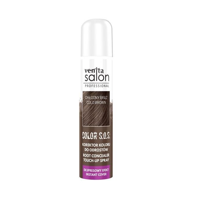 Spray Camuflare Radacini, S.O.S., pentru par Castaniu inchis, Venita, 75ml, Cool Brown