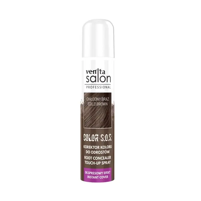 Spray Camuflare Radacini, S.O.S., pentru par Castaniu inchis, Venita, 75ml, Cool Brown