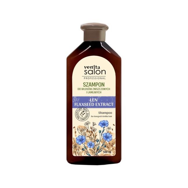 Sampon pentru par deteriorat si casant cu extract de seminte de in, Venita Herbal, 500ml