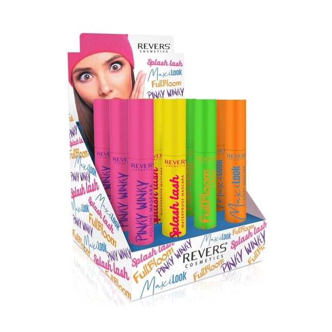 Set 12 bucati mascara Joyful Colors Mascaras, Revers, negru, 4 modele