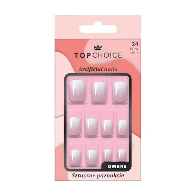 Set 24 unghii artificiale Ombre, roz, Top Choice, 78446