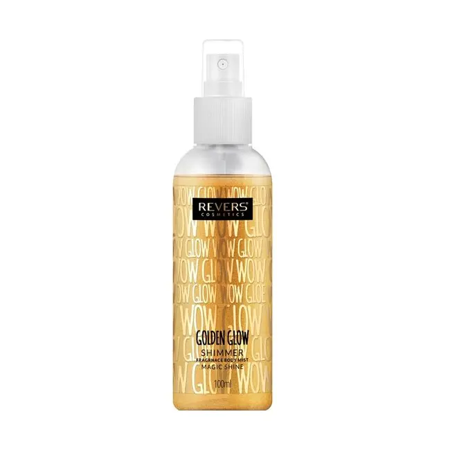Spray de corp parfumat, cu particule sclipitoare aurii, Golden Glow, Revers, 100 ml