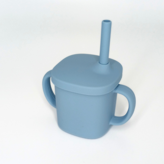 Cana cu pai si capac din silicon, Coccorito, Blue