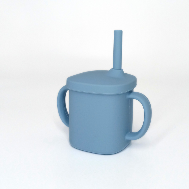 Cana cu pai si capac din silicon, Coccorito, Blue