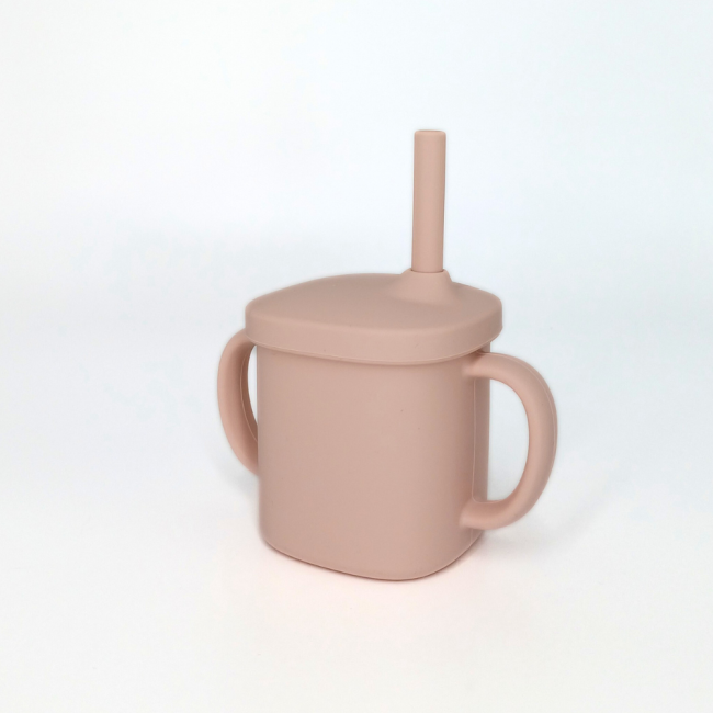 Cana cu pai si capac din silicon, Coccorito, Soft Pink