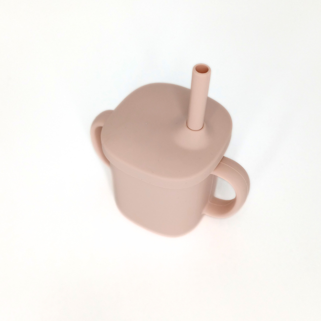Cana cu pai si capac din silicon, Coccorito, Soft Pink
